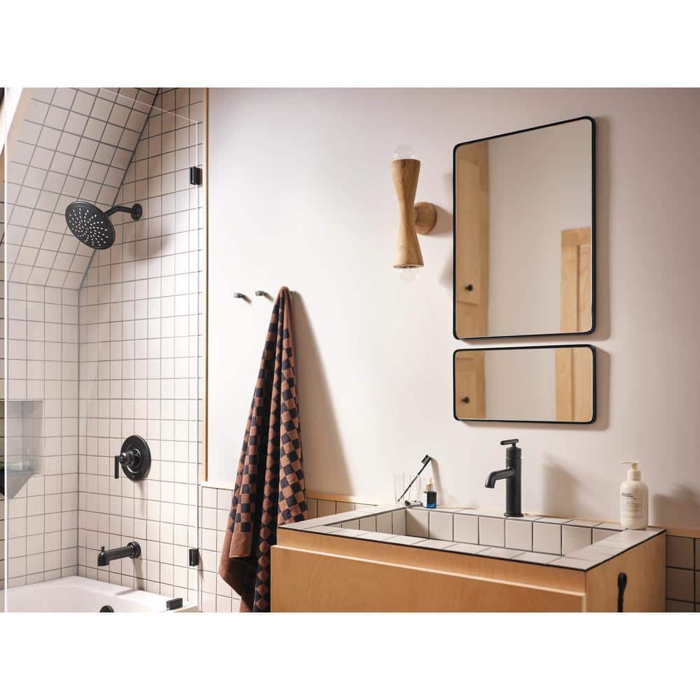 Matte Black Metal Single Hole Bathroom Faucet with Diverter