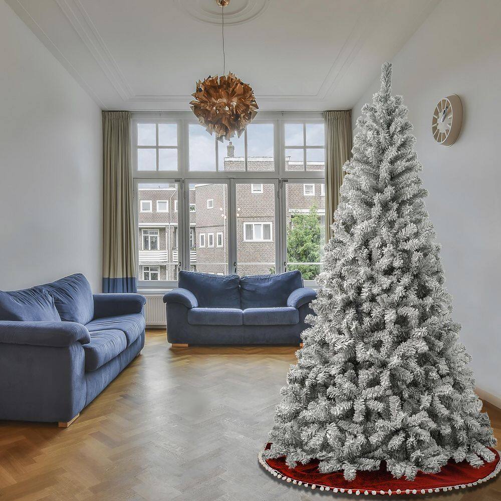 Frosty Acacia Slim Outdoor Flocked Christmas Tree, 7.5 ft
