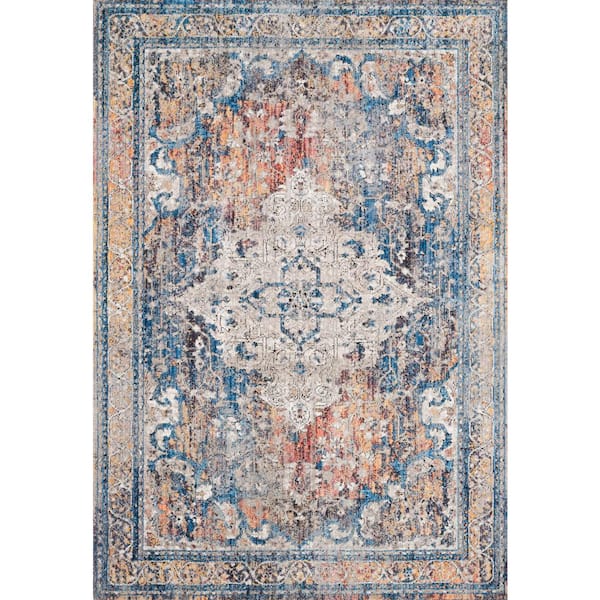LOLOI II Dante Multi/Stone 3 ft. 11 in. x 5 ft. 7 in. Bohemian Area Rug