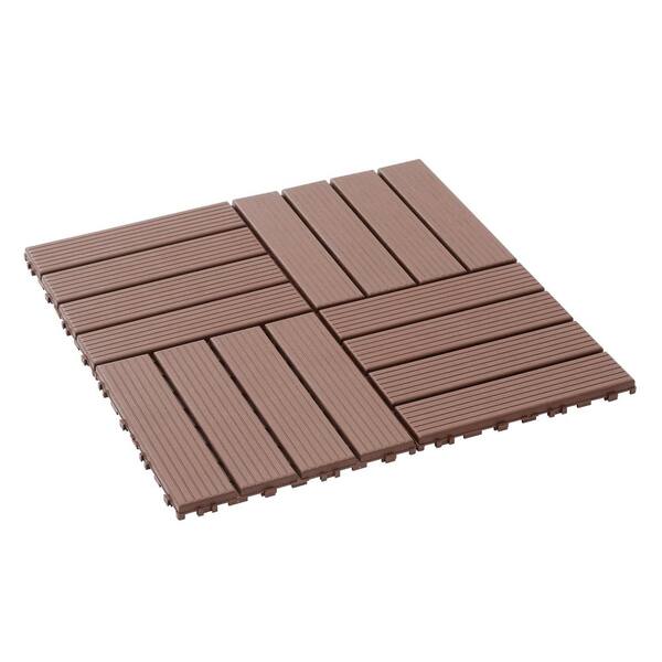 1 ft. x 1 ft. Outdoor Square Waterproof Deck Tile in Brown, All Weather Use ( 44 Per Case)