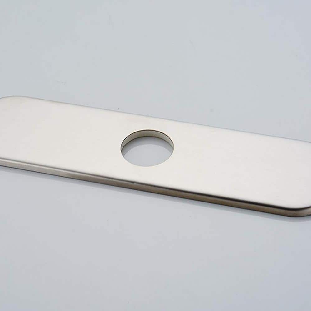 BWE Faucet Cover Sink Hole Deck plate 10 Inch for 1 or 3 Hole Brushed Nickel Bathroom or Kitchen Sink Faucet Oversized Escutcheon Plate Vessel Vanity Basin Sink Stainless Steel Plate Square Modern