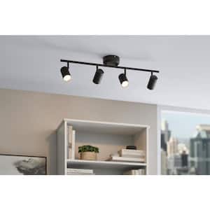 Crosshaven 2.6 ft. 4-Light Black Smart Color Tunable Integrated LED Fixed Track Ceiling Lighting Kit Powered by Hubspace
