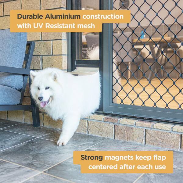 Easy DIY Install Large Great for Rentals Durable UV Resistant Mesh Hakuna Pets Patio Pet Door for Sliding Doors Simply Remove for Storage Dog Door Insert Features Safe Magnetic Closure 