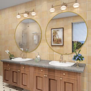 36 in. W x 36 in. H Round Aluminum Alloy Framed French Cleat Mounted Wall Decor Bathroom Vanity Mirror in Matte Gold