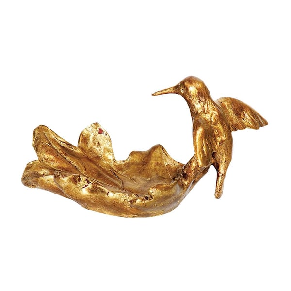 Titan Lighting Hummingbird 6 in. x 5 in. Gold Leaf Decorative Bowl