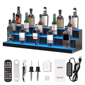 LED Lighted Liquor-Bottle Display 3 Tiers Illuminated Home Bar Shelf 40 in. Acrylic Wine Racks