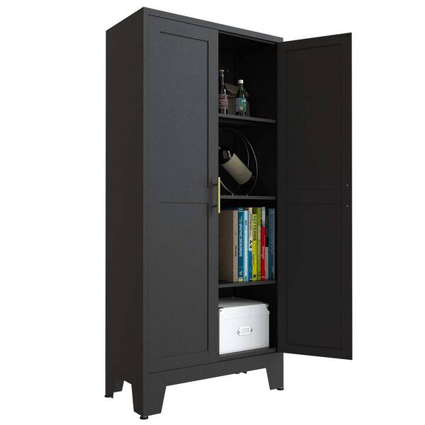 Black metal deals linen cabinet