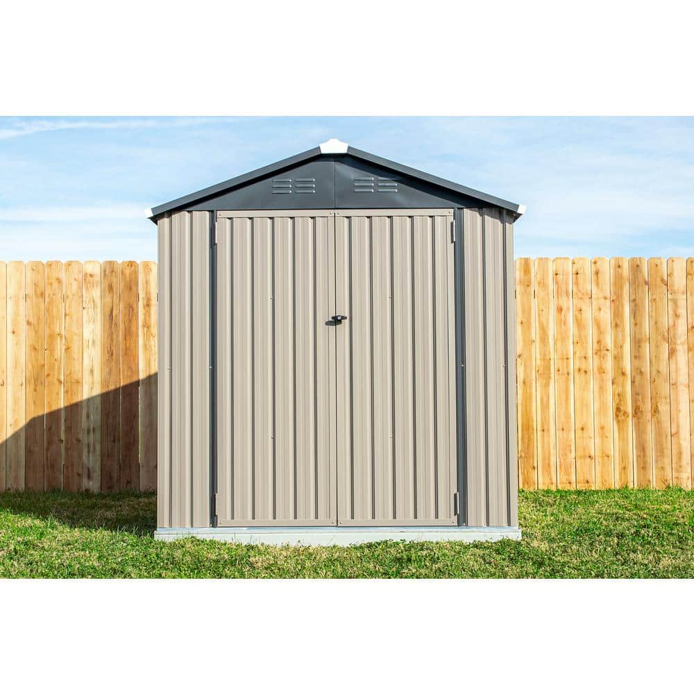 6 ft. x 4 ft. Tan and Brown Metal Storage Shed