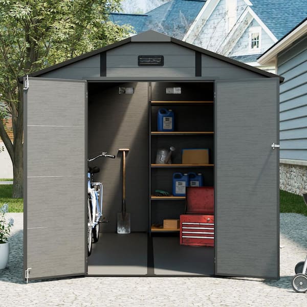 10 ft. W x 8 ft. D Plastic Shed Lockable Resin Tool Shed with