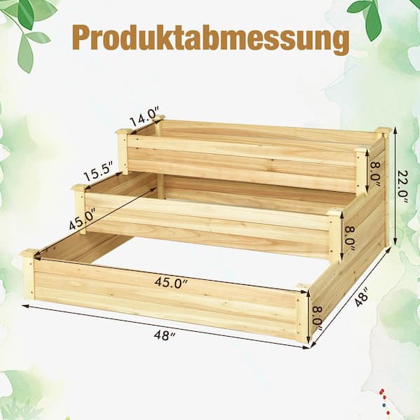 Costway Wooden Raised Vegetable Garden Bed Elevated Grow Vegetable Planter