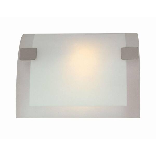 Illumine Designer Collection 1-Light Steel Wall Sconce with Frost Glass Shade