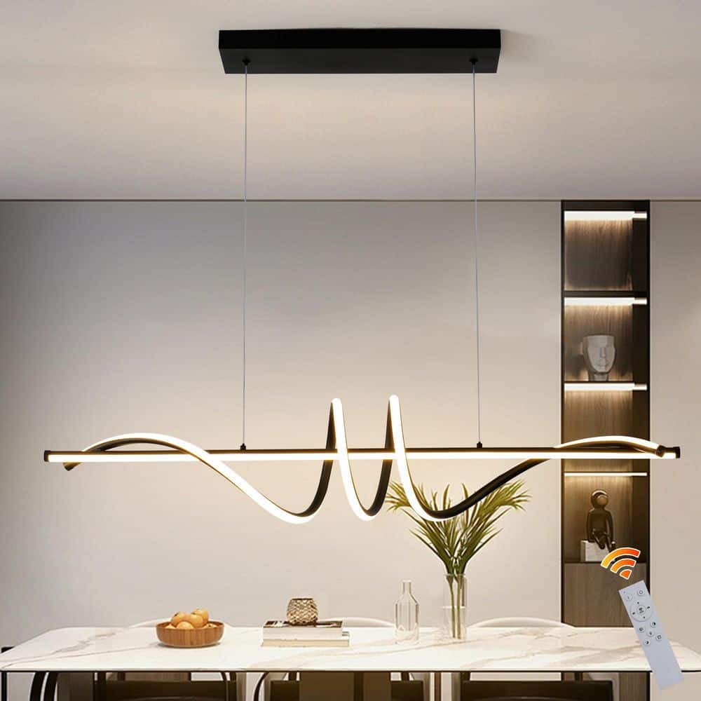 52-Watt 2 Light Black Dimmable Integrated LED Pendant Light with White Acrylic Shade and Remote Included for Dining Room price history on PriceWatchPro