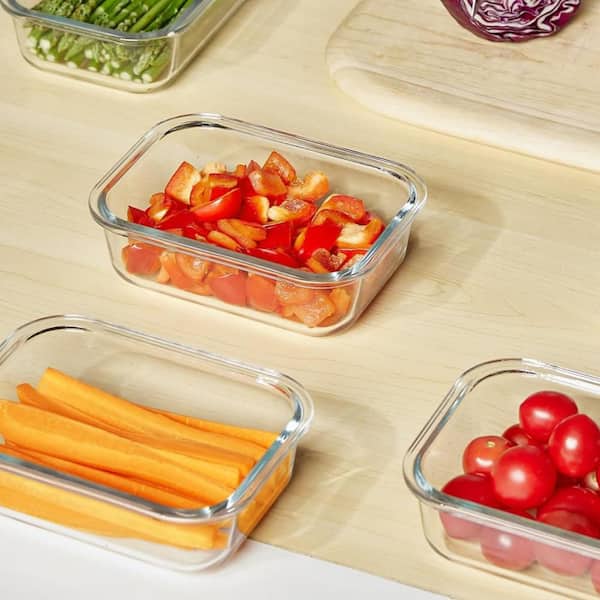 22 oz. Premium Food Grade Borosilicate Glass 5-Pack Meal Prep Containers with Airtight Leakproof Lids, Freezer Safe