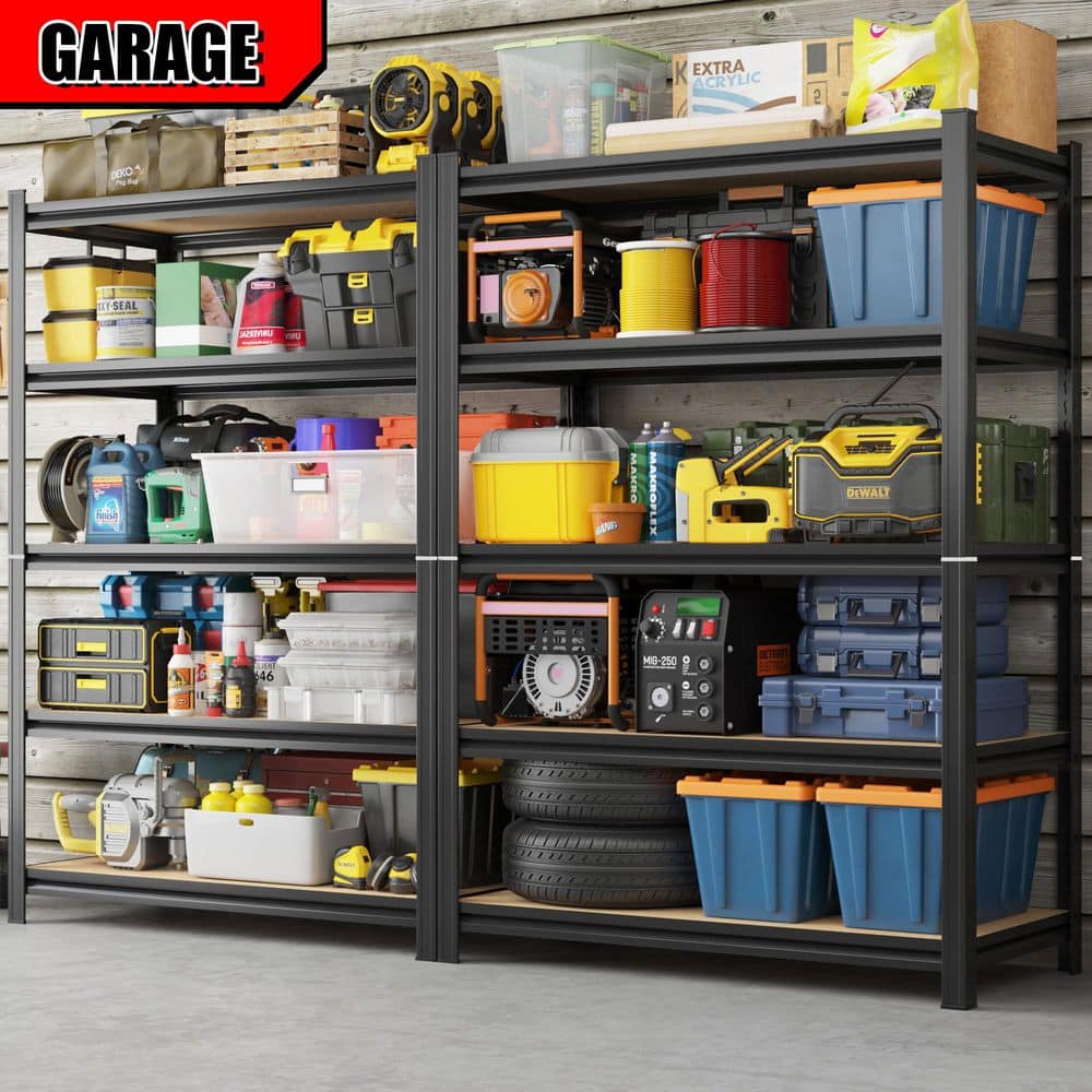 5-Tier Metal Garage Racking with Adjustable Shelve, Heavy Duty Storage Racking for Tool Room Supermarket in Black price history on PriceWatchPro