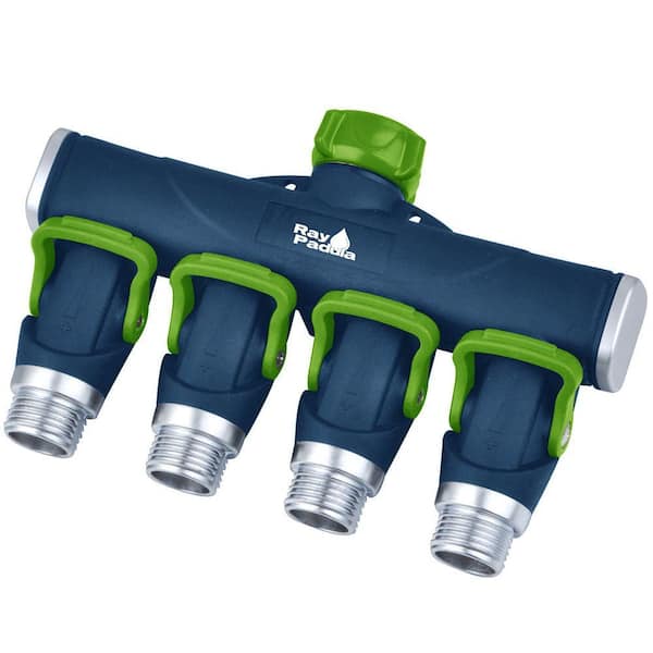 Ray Padula Thumb Control Metal 4-Way Hose Manifold Faucet Splitter