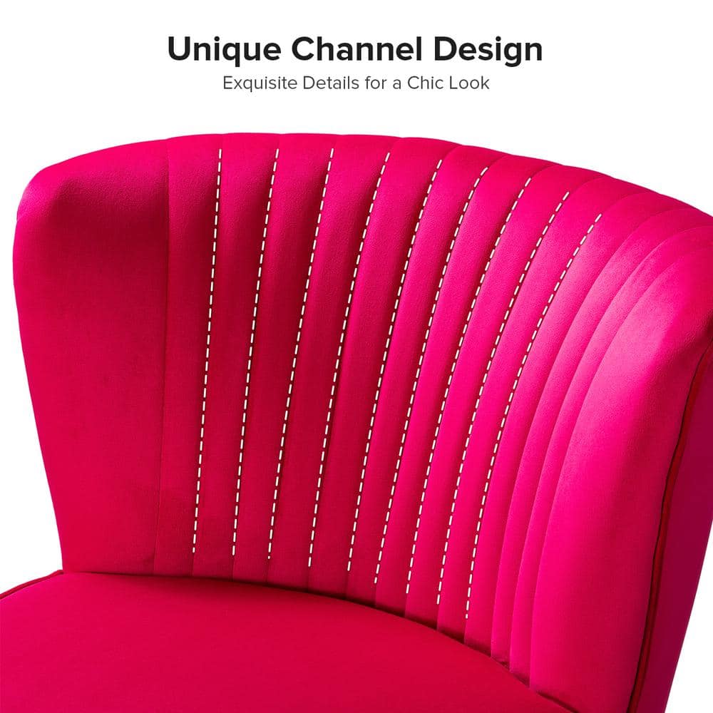 Fuchsia Velvet Accent Chair with Gold Legs