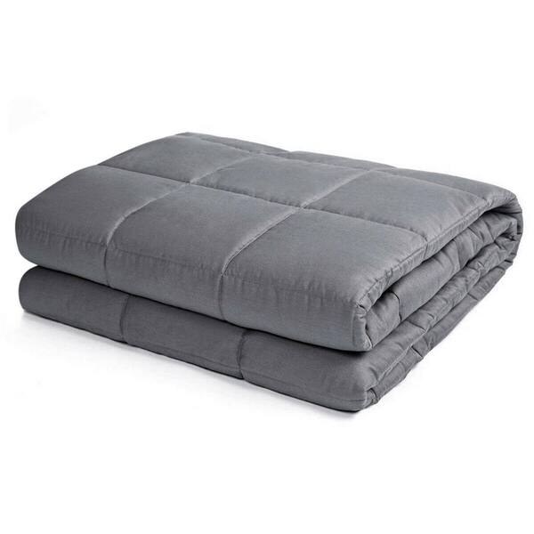 Costway Grey Cotton 60 in. x 80 in. 15 lb. Weighted Blanket