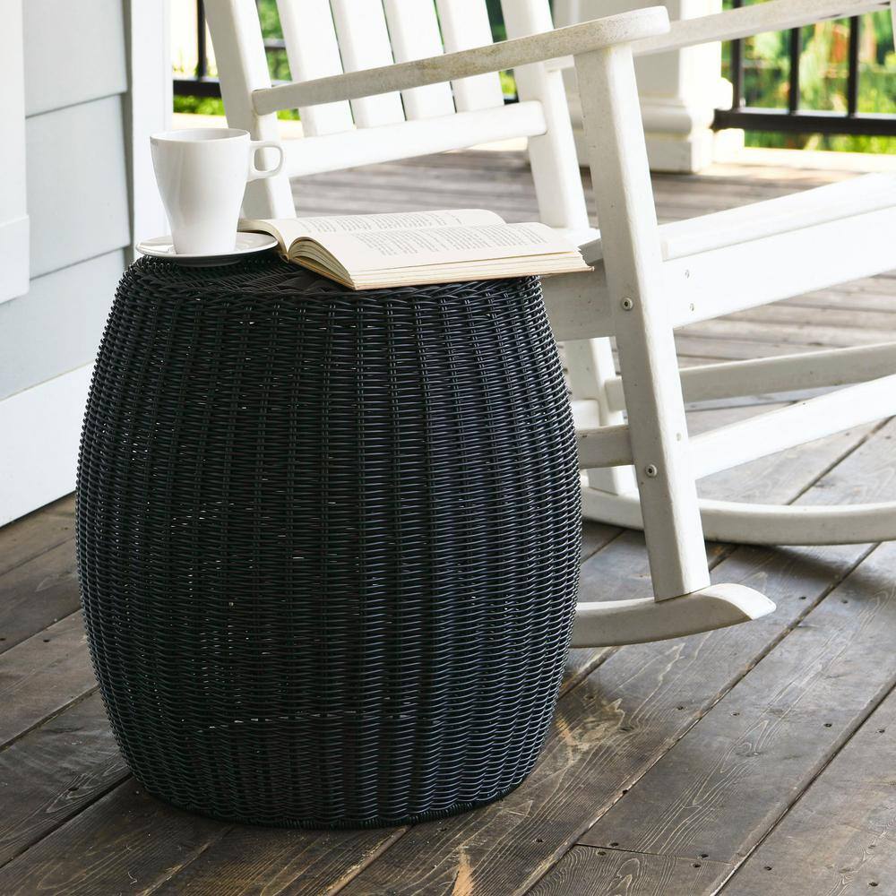 13.75 in Black Barrel Basket Side Table - thumbnail 10