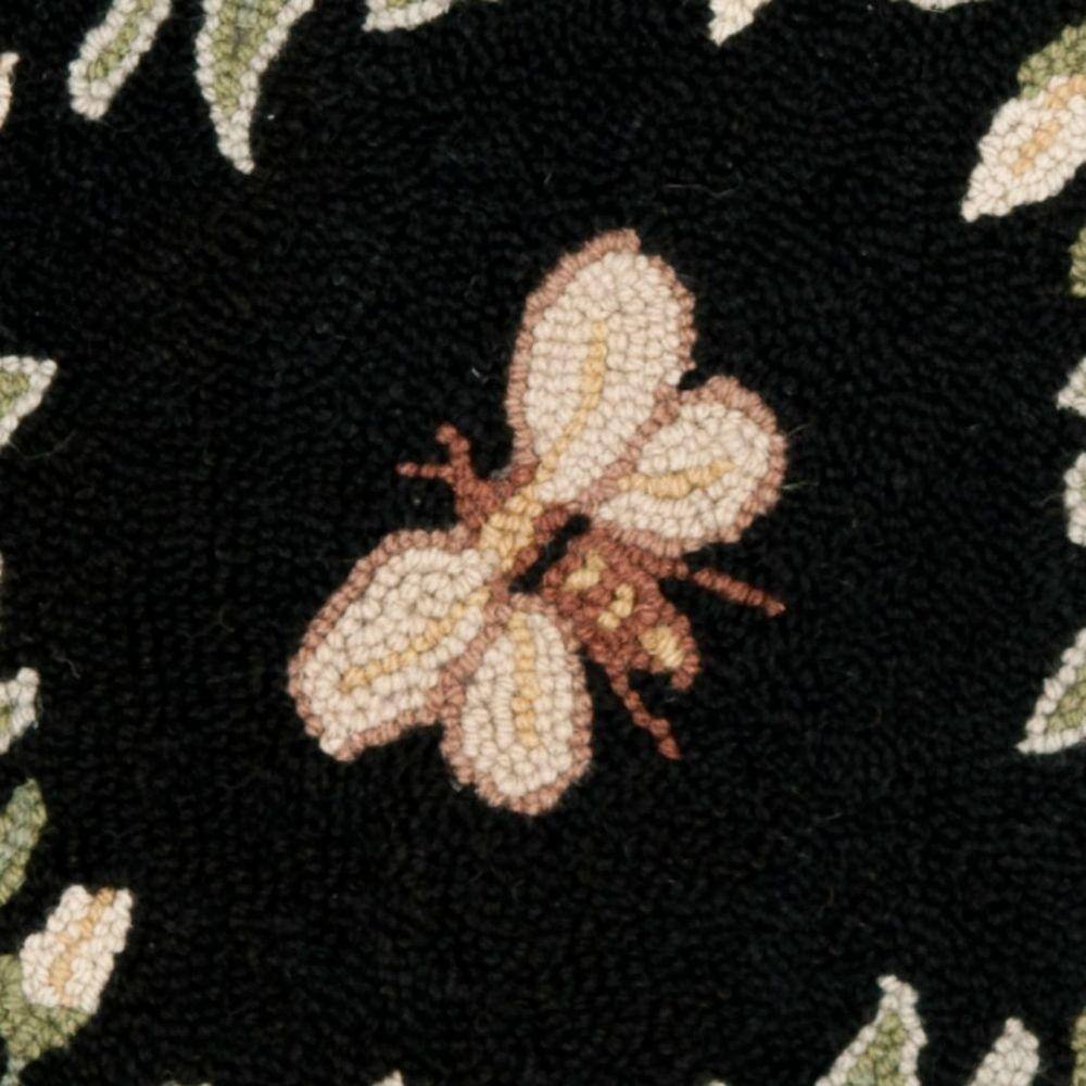 Handmade Black Floral Wool 6' x 9' Tufted Area Rug