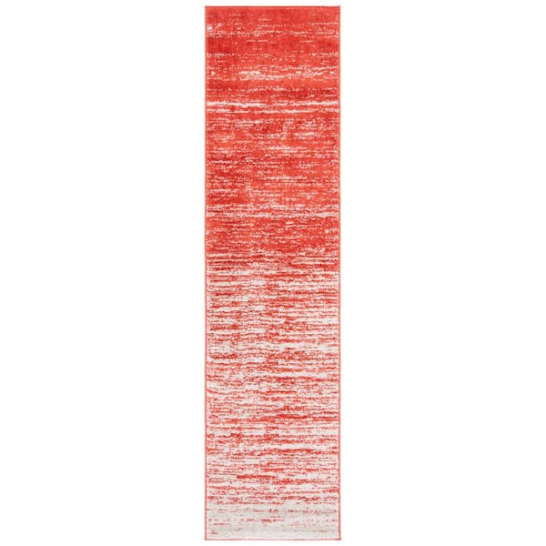 Adirondack Orange/Gray Solid Color 3 ft. x 8 ft. Striped Runner Rug