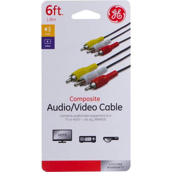 GE 6 ft. Composite RCA Audio/Video Cable with Red, White, Yellow Ends 33608 - The Home Depot