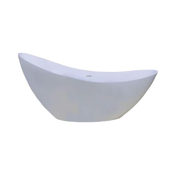 Barclay Products Britta 73 in. Resin Slipper Flatbottom Non-Whirlpool Bathtub in Gloss White