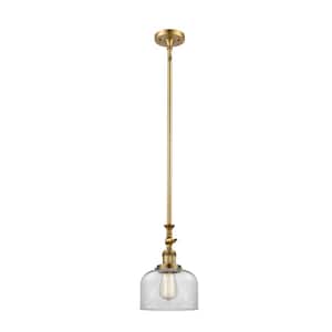 Bell 1-Light Brushed Brass Bowl Pendant Light with Clear Glass Shade