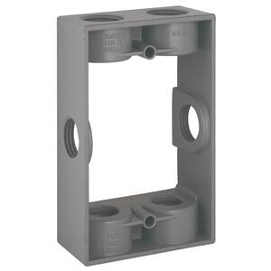 1-Gang Metal Weatherproof Electrical Outlet Box Extension Ring with (6) 3/4 inch Holes, Gray