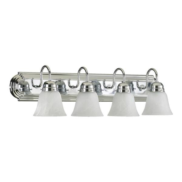 Quorum INTERNATIONAL Traditional 30 in. W 4-Lights Chrome Vanity Light with Faux Alabaster