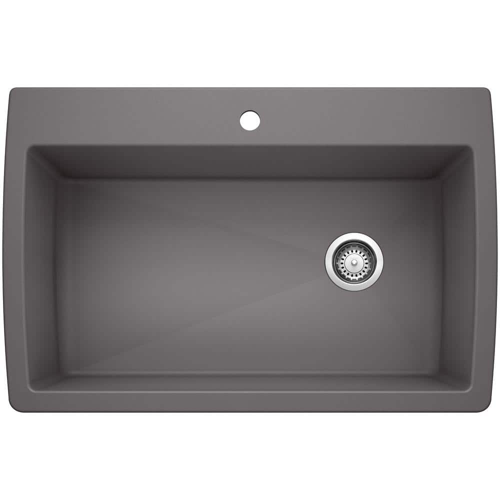 DIAMOND Silgranit Dual Mount Granite Composite 33.5 in. 1-Hole Single Bowl 