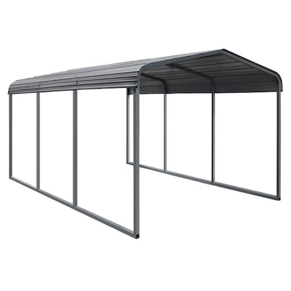 VEIKOUS 10 ft. W x 15 ft. D Grey Carport, Car Canopy and Shelter