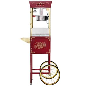 850 W 8 oz Red Matinee Popcorn Machine with Cart and Wheels