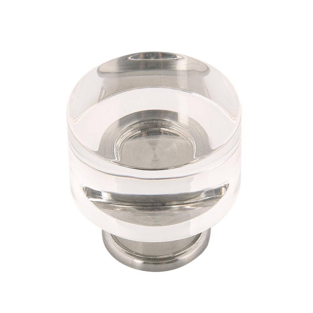 1.25" Clear Acrylic and Nickel Modern Mushroom Knob
