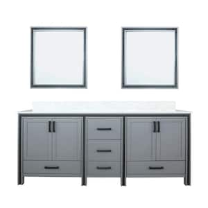 Ziva 80 in W x 22 in D Dark Grey Double Bath Vanity, Cultured Marble Top and 30 in Mirrors