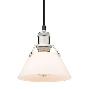 Orwell 7.5 in. 1-Light Pendant in Pewter with Opal Glass Shade