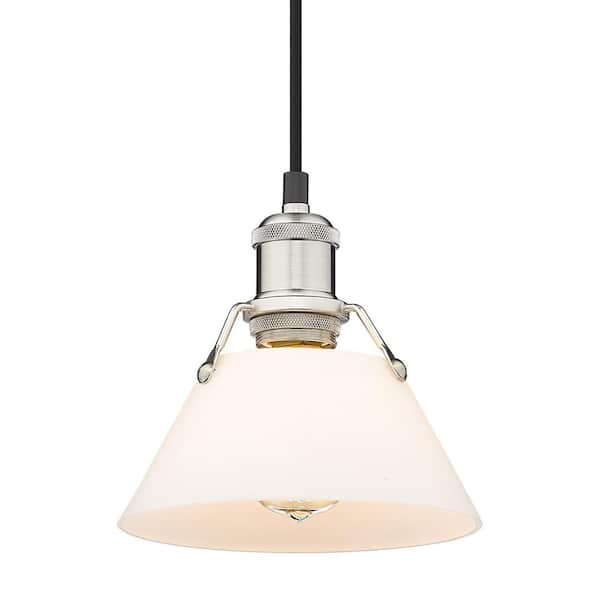 Golden Lighting Orwell 7.5 in. 1-Light Pendant in Pewter with Opal Glass Shade