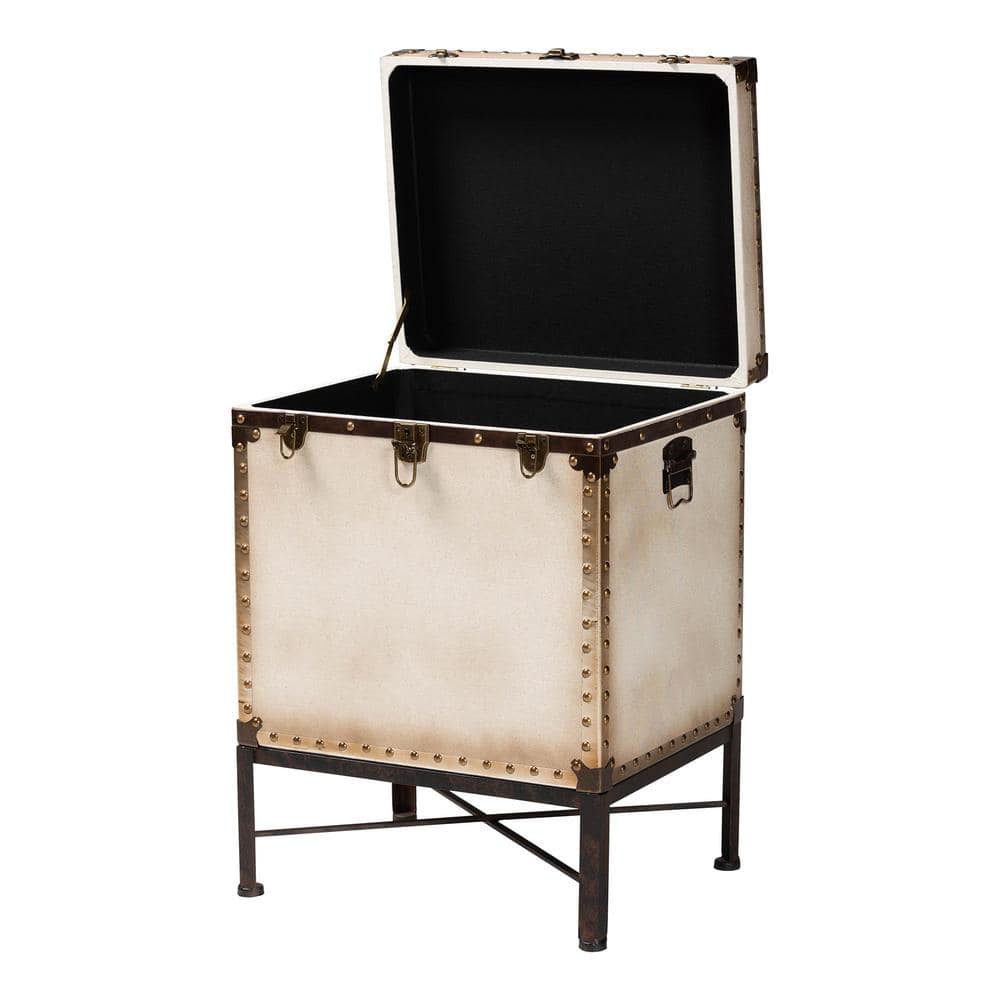 Laura 18.8 in. White Rectangle Canvas End Table with Lift-Top - thumbnail 3