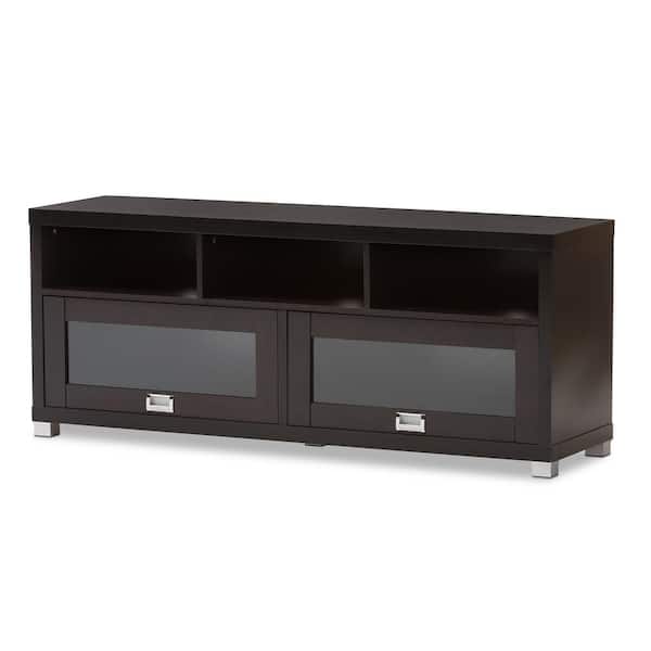 Baxton Studio Swindon Modern TV Stand with Glass Doors
