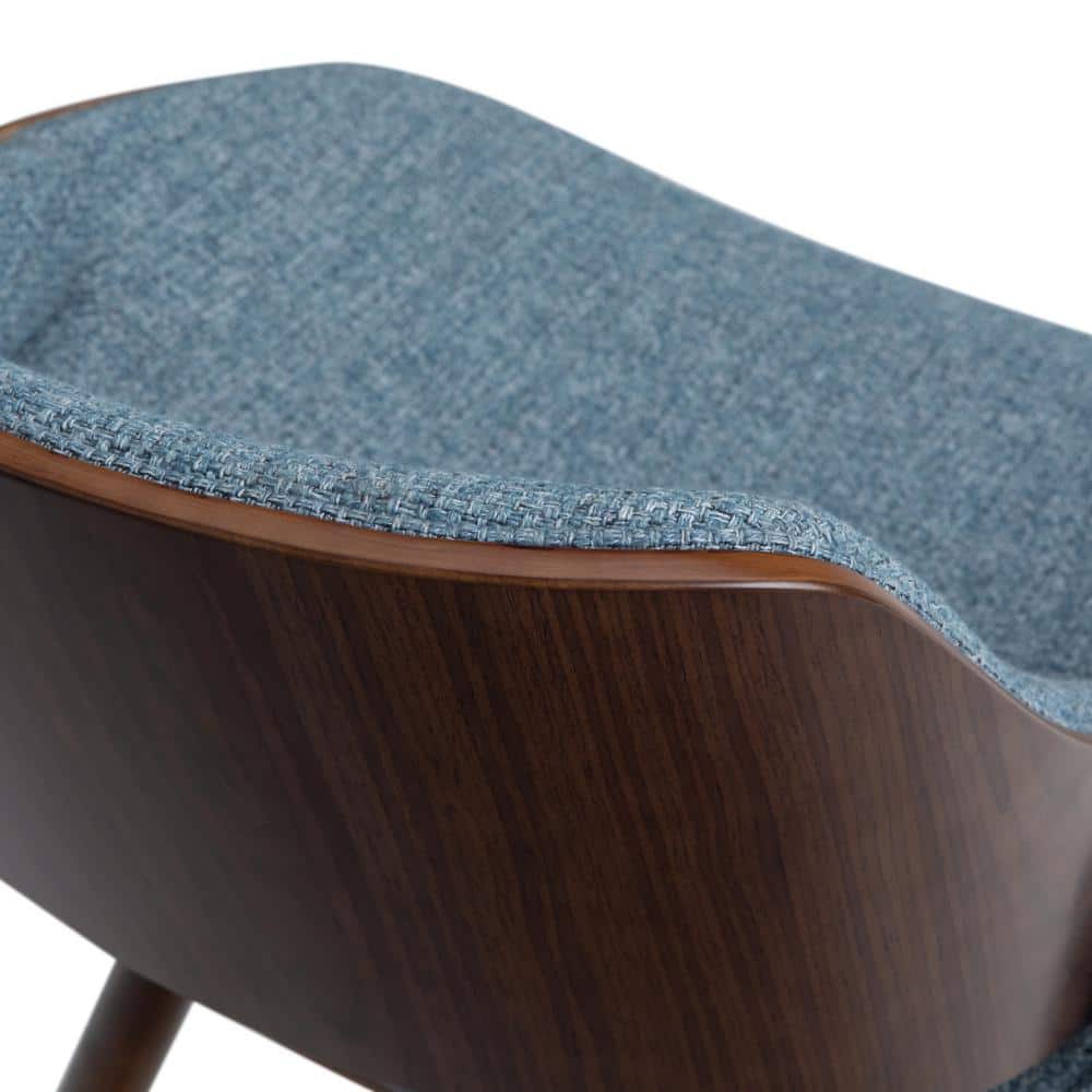 Denim Blue Upholstered Parsons Side Chair with Solid Wood Legs