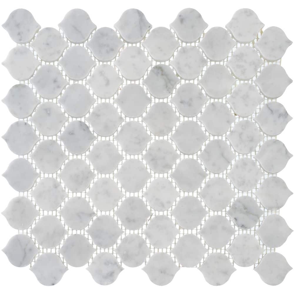 Dayberry Arabesque 4x8 White Marble Matte Mosaic Tile