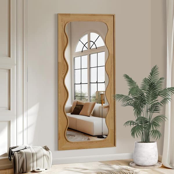 Lirago 31 in. W x 71 in. H Full-Length Wavy Solid Wood Framed Wall Mirror