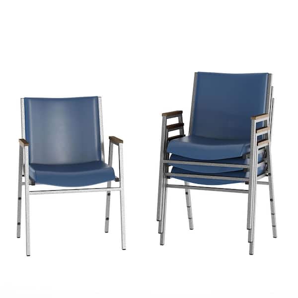 Hercules Navy Vinyl Stack Chair Set of 4 with Heavy Duty Stack Armchair