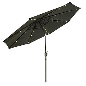 9 ft. Deluxe Solar Powered LED Lighted Patio Market Umbrella (Black)