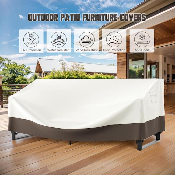 600D PVC Coated Fabric Universal Simple Outdoor Patio Chair Cover, Waterproof and Sun-Proof Beige