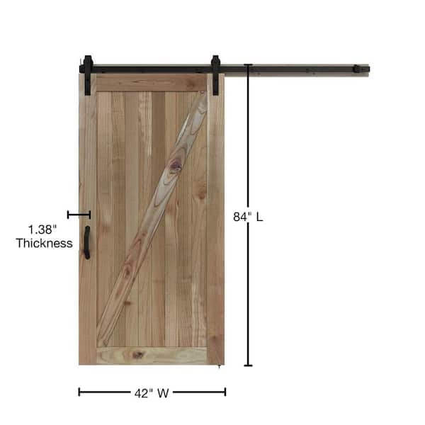 42 in. x 84 in. Rustic Unfinished Solid Wood Sliding Barn Door with Hardware Kit 42 in. x 84 in. Rustic Unfinished Solid Wood Sliding Barn Door with Hardware Kit