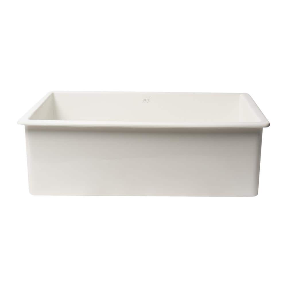White Fireclay 32" Drop-In Farmhouse Kitchen Sink