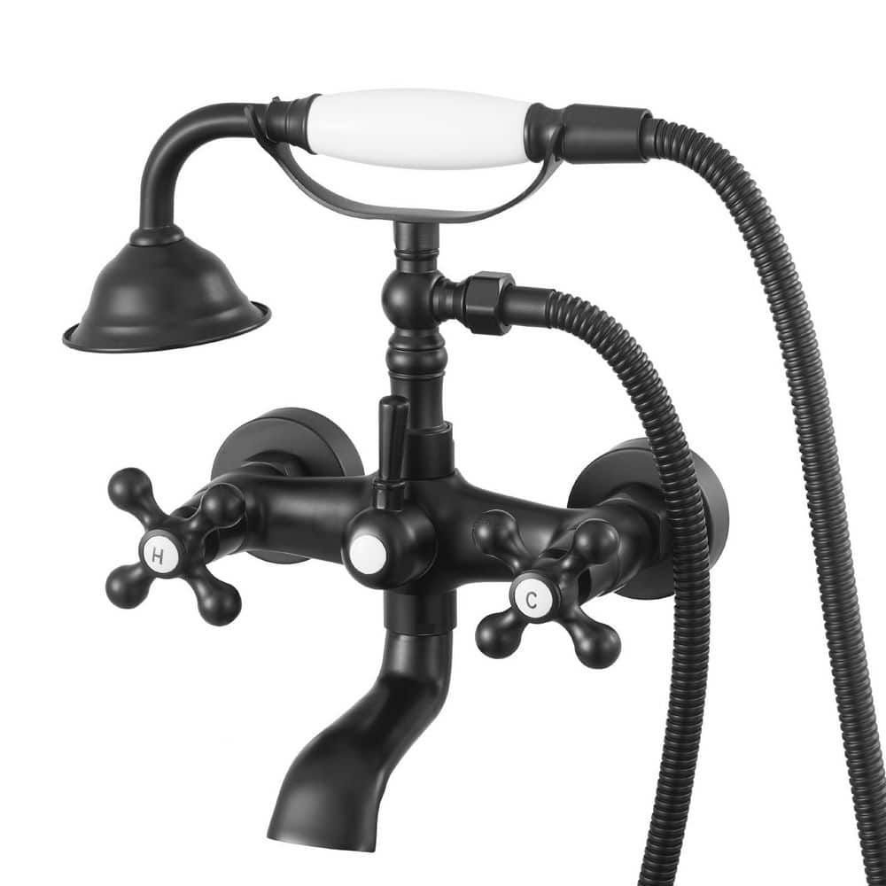 Clawfoot Tub Faucet, Wall Mount Bathtub Faucets with Handheld Shower, Vintage Matte Black Clawfoot Tub Filler Faucet price history on PriceWatchPro