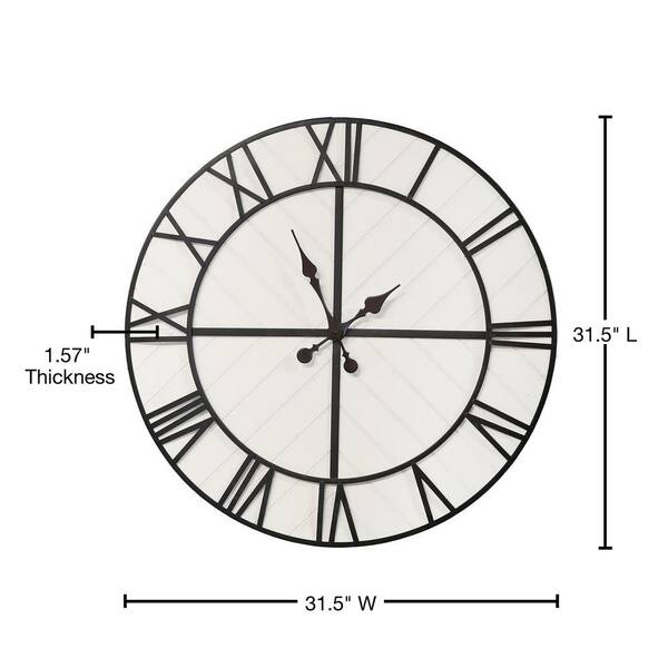 Black NIKKY HOME Quartz Analog Round Wall Clock x 12'' 12 x 12 Inches 