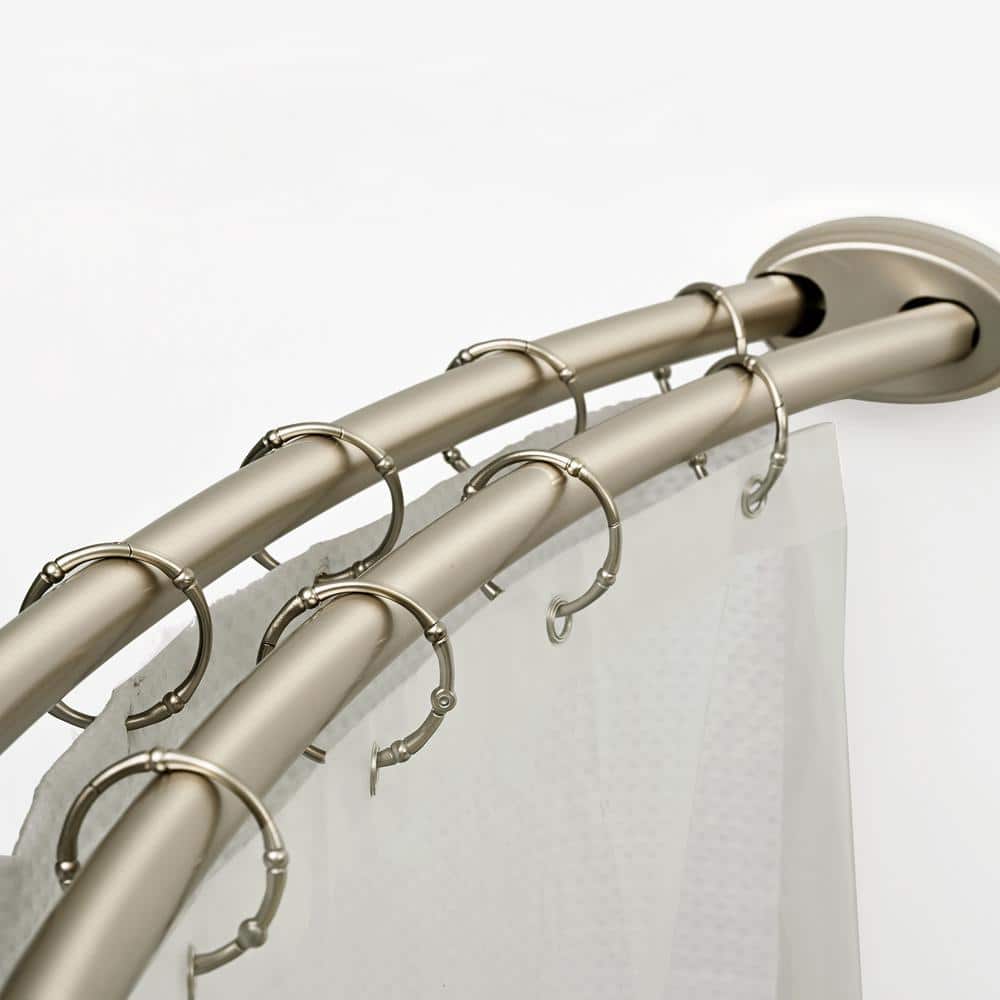 Nickel Wall Mounted Double Curved Aluminum Shower Rod