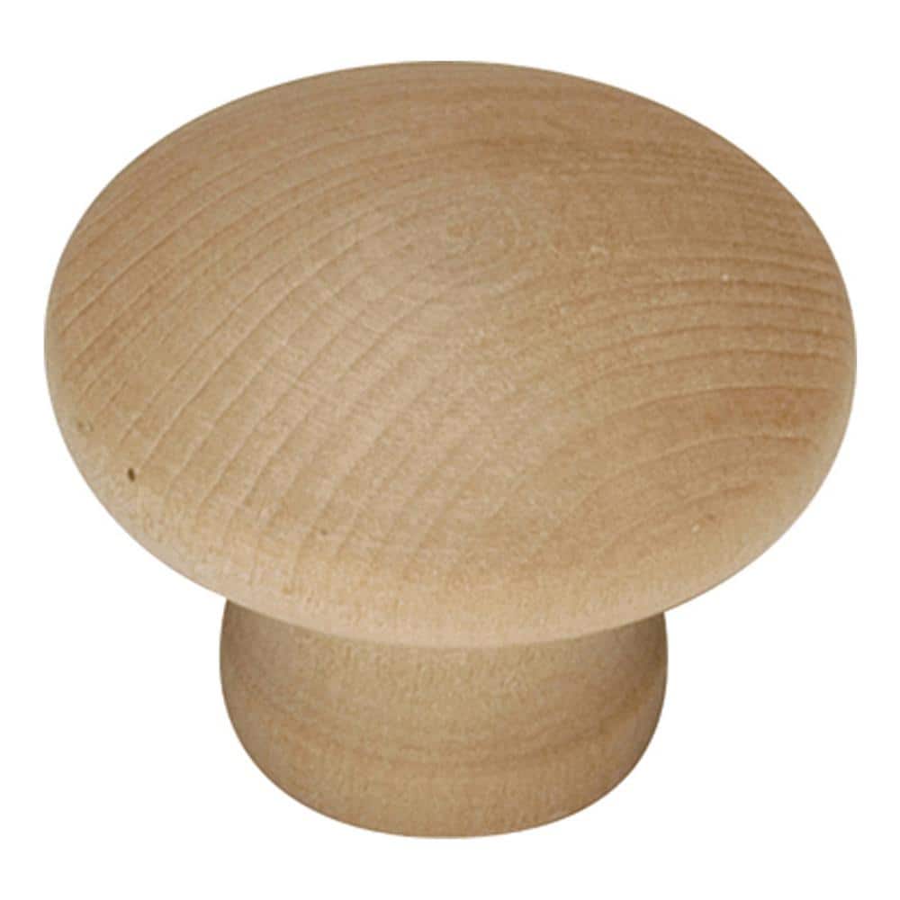 Unfinished Natural Wood Round Cabinet Knob with Mounting Hardware